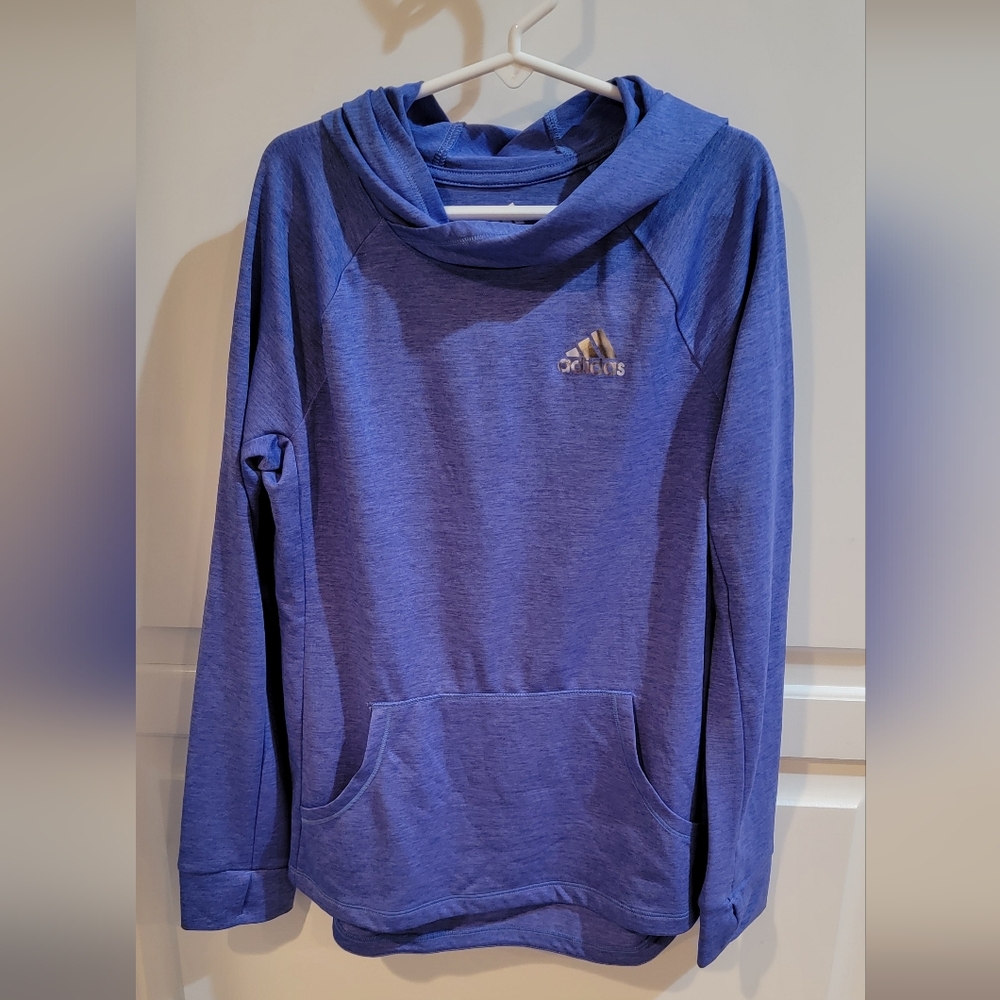 Girls Adidas Heather Blue, Lightweight Hoodie.  Size 14.